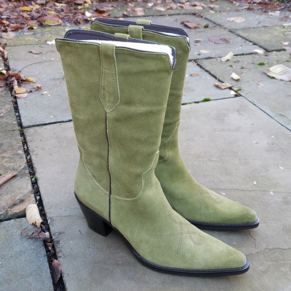 franco sarto green suede boots